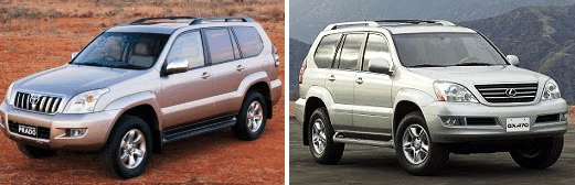 ឆ្វេង Toyota Prado ស្ដាំ Lexus GX470 ឆ្នាំ២០០៣ ដល់២០០៩